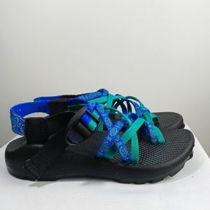 Chaco ZX2 Green Blue Strappy Sport Water Hiking Sandals Vibram Soles Size 5